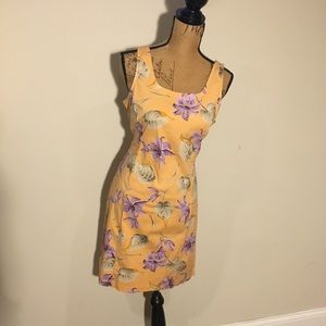 Jones NY vintage EUC orange purple floral sleeveless sheath 98% cotton sz 12